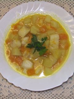 Una foto de Porrusalda con bacalao