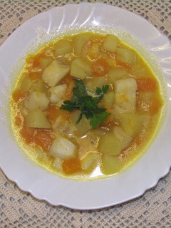 Una foto de Porrusalda con bacalao