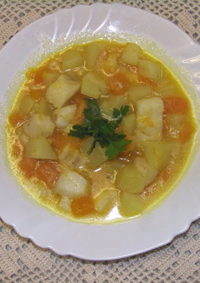 Una foto de Porrusalda con bacalao