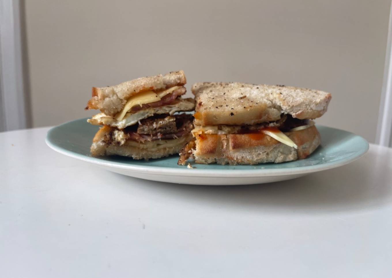 Stacked fried sandwich