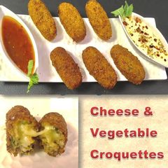 A picture of Cheesy Vegetable Croquettes With LeftOver Roti.