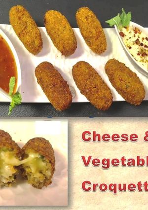A picture of Cheesy Vegetable Croquettes With LeftOver Roti.