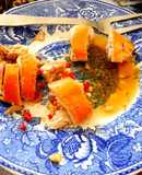 Pechuga barroca con  pulque, picadillo de frutas con frutos secos y piñón