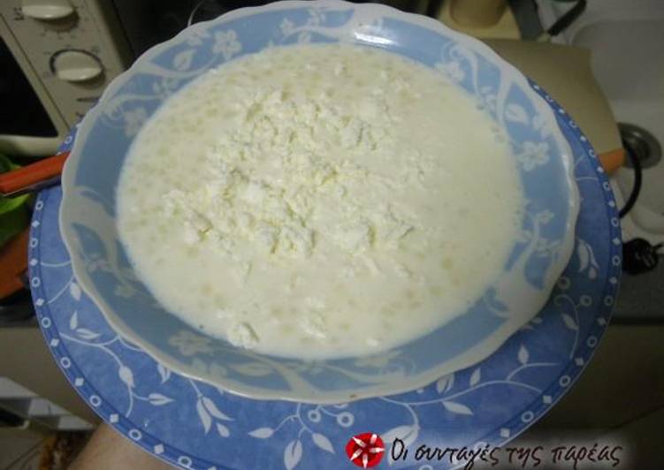 Trahana with milk and feta cheese