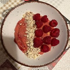A picture of Raspberry polenta.