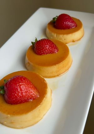 Una foto de Flan de queso
