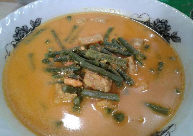 Gulai sayur kacang panjang+tempe dan udang enak banget