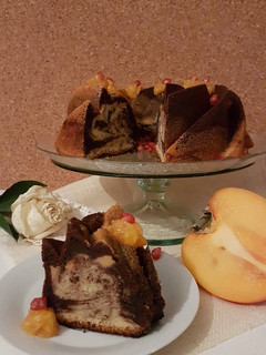 Una foto de Bundt Cake Zebra de Caqui fresco y en confitura!!!