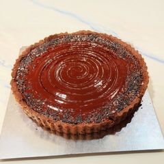 A picture of Miso black sesame baked chocolate tart.