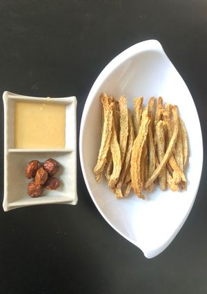 Hình của món Khô đậu Nành chấm sốt miso | Món chay ăn vặt.
