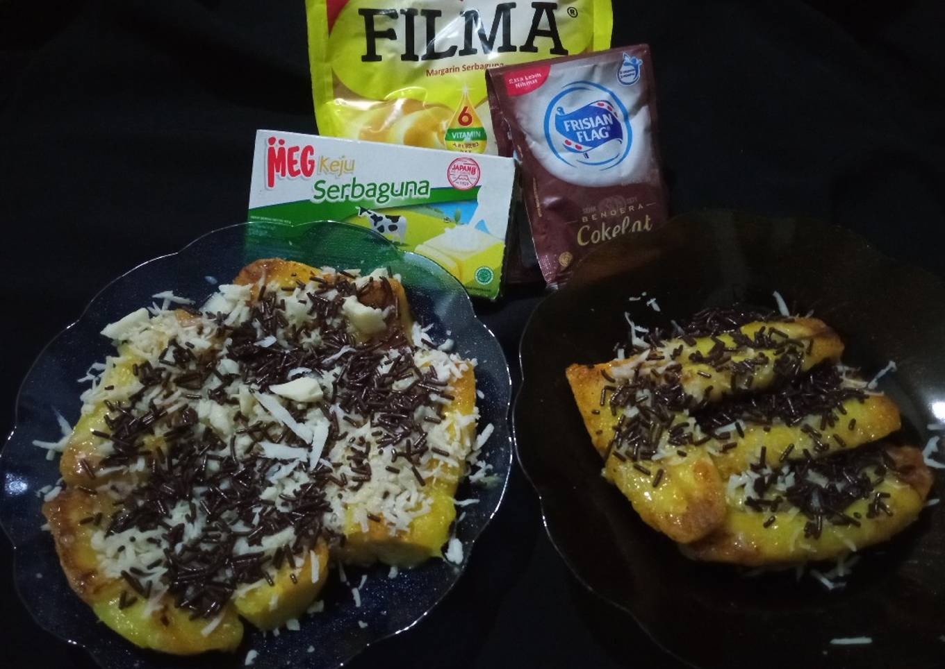 Pisang panggang margarin keju mesis skm