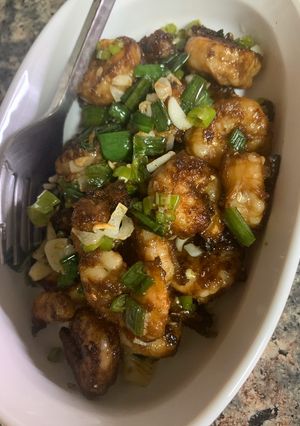 A picture of Easy peasy salt and pepper prawns.