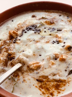 A picture of Mooli Raita with walnuts.