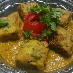 Kothimbir Vadi cury A picture of Kothimbir Vadi cury.