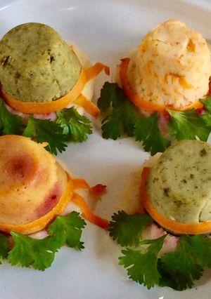 A picture of Healthy vegetable idlis in hat and cup shape !.