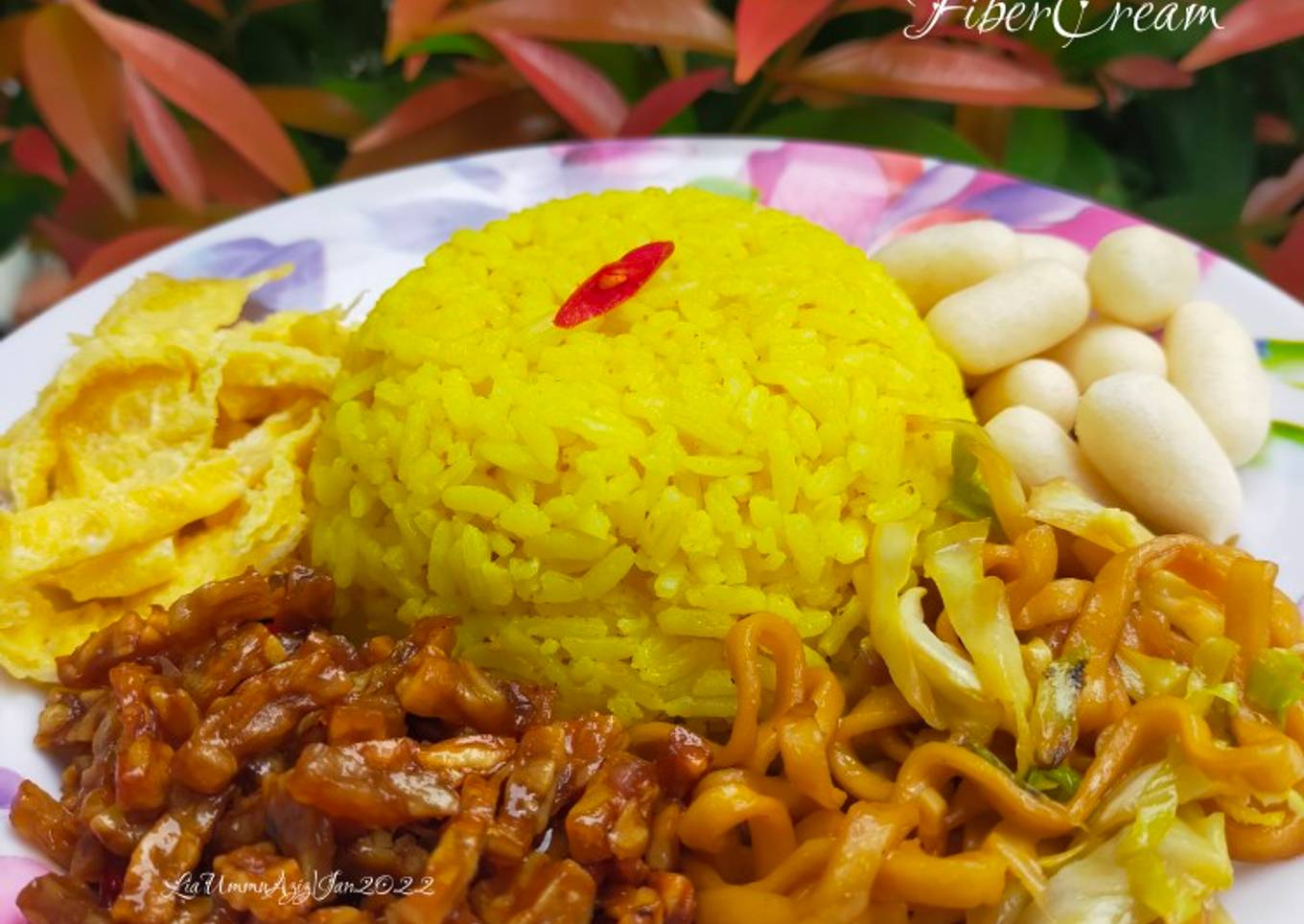 NASI KUNING Fibercream SIMPEL dan ENAK