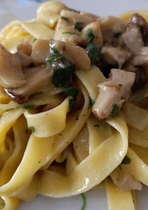 A picture of Fettuccine with Porcini Mushroom Sauce.