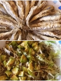 Una foto de Boquerones con ensalada de aguacate