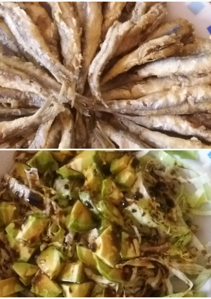 Una foto de Boquerones con ensalada de aguacate