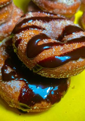 A picture of Homemade donuts.