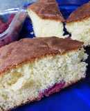 Brownie de chocolate blanco y frambuesas