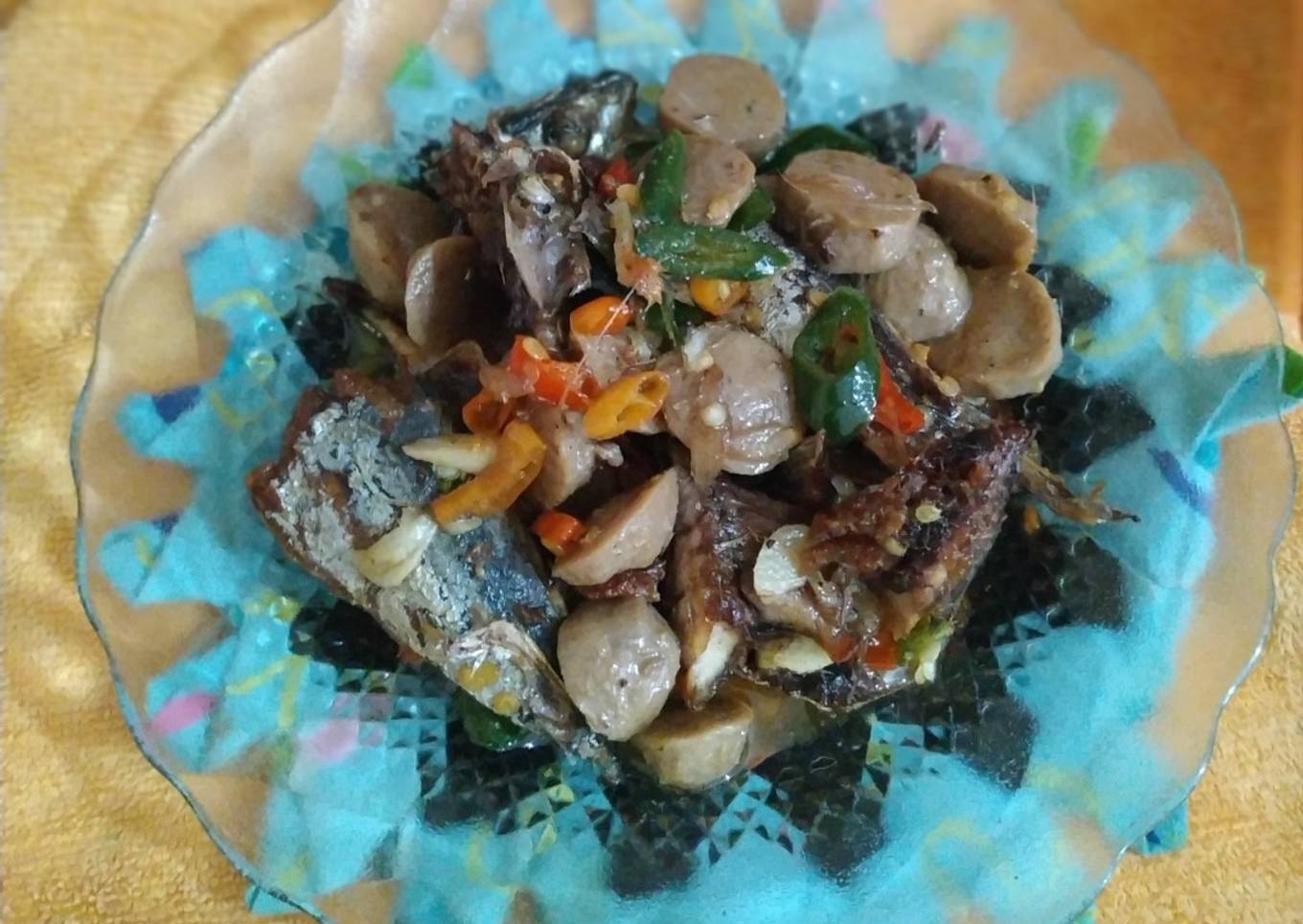 Tumis baso ikan keranjang