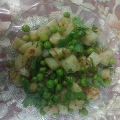 Alu matar ki gughni A picture of Alu matar ki gughni.