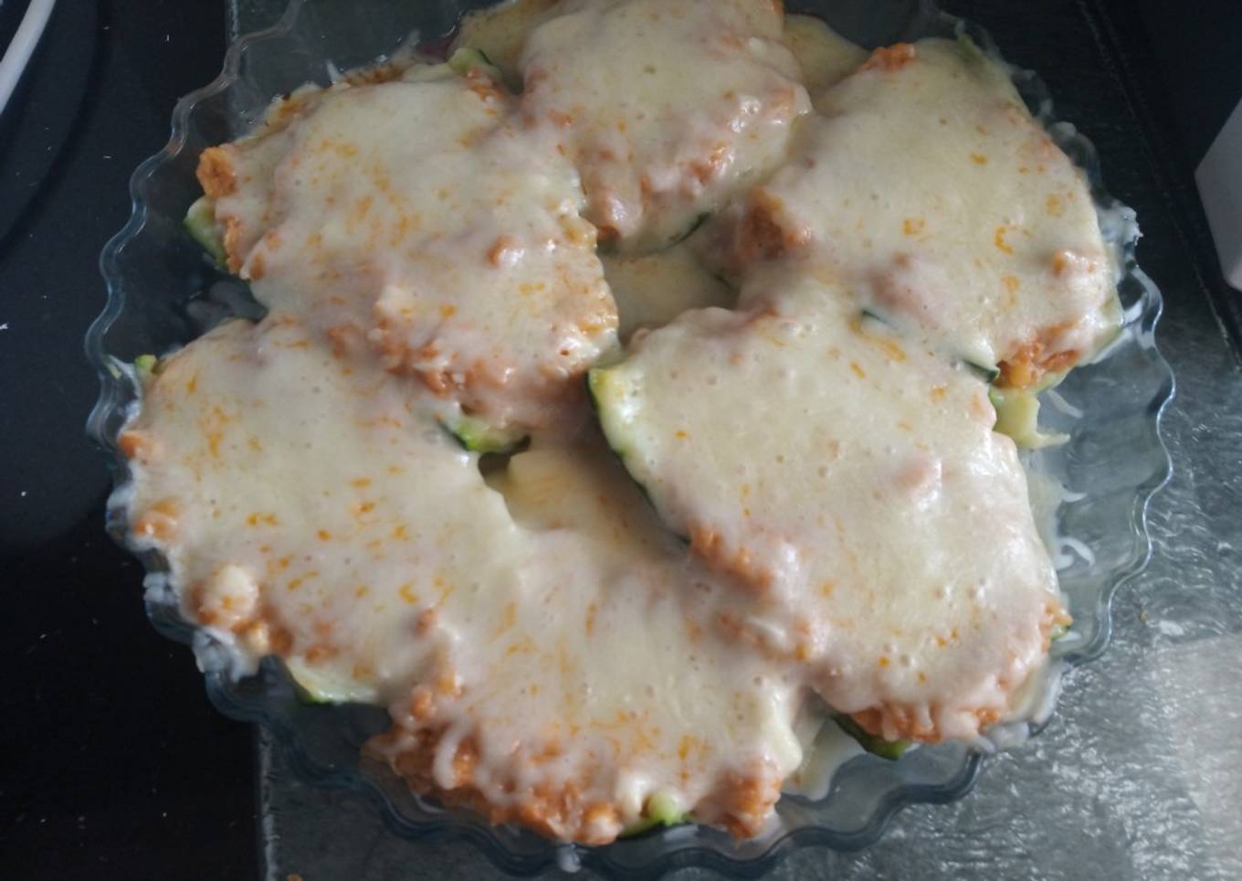 Calabacines rellenos de atún en Thermomix