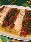 Pavés de saumon aux tomates, salicornes, échalotes et estragon