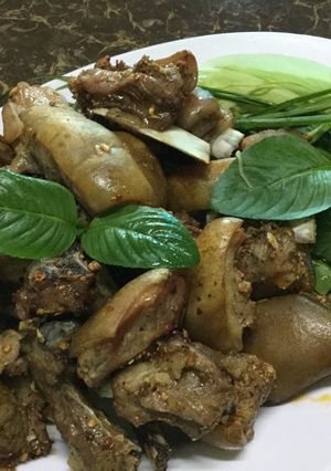 Hình của món Sườn bê nướng tiêu lò.