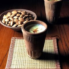A picture of Saffron almond flavored milk.