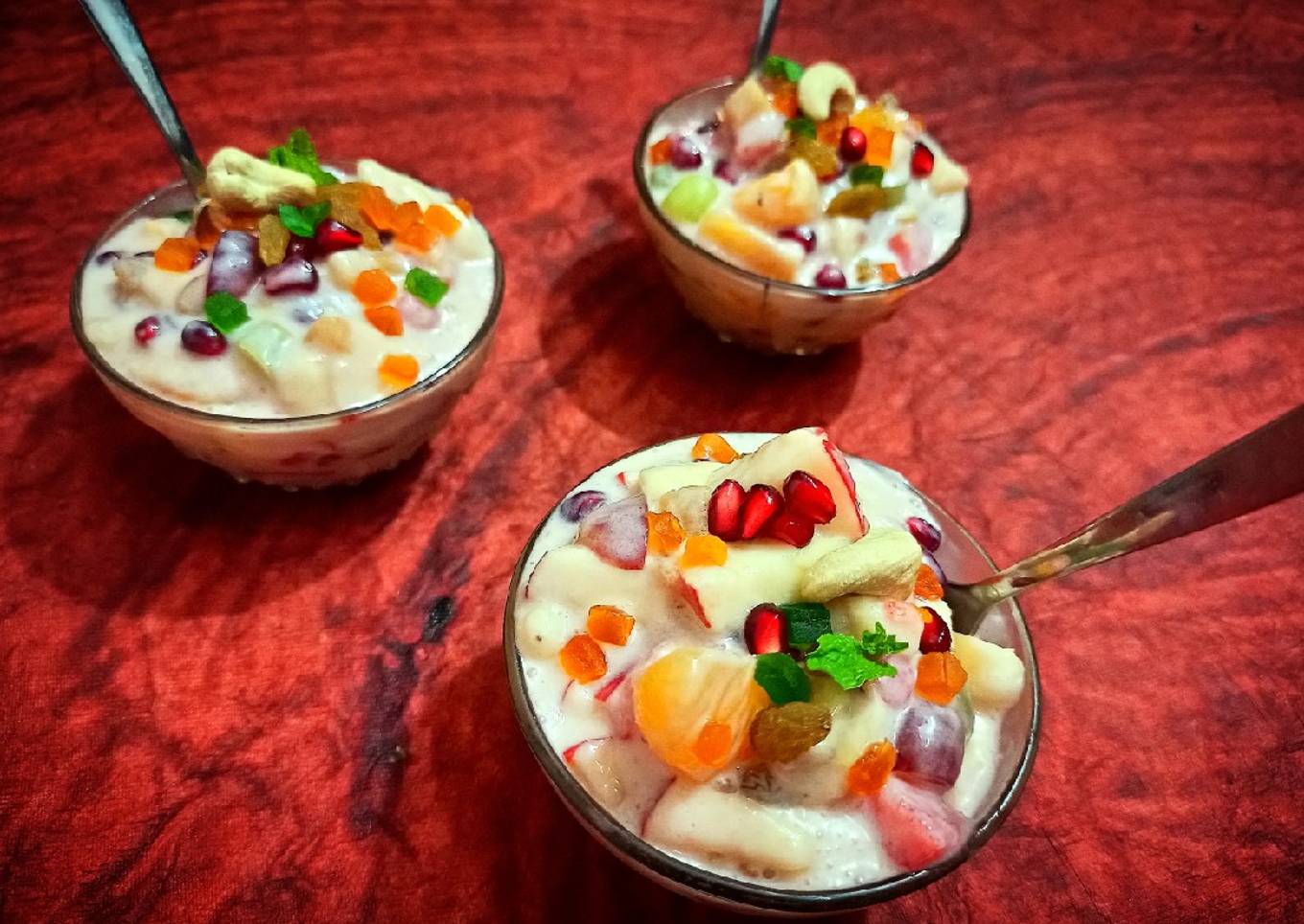 Fruit salad with coconut milk