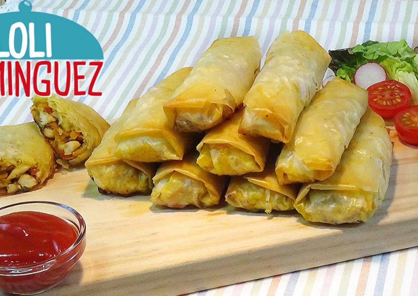 Rollitos crujientes de pollo con verduras