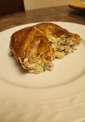 A picture of Brad's Salmon Wellington.