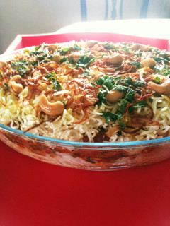 A picture of Mixed Vegetables Biryani.