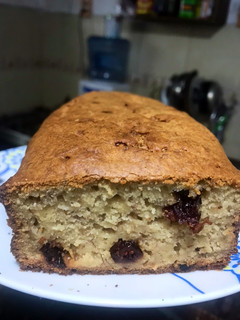 Una foto de Budín de banana y arándanos