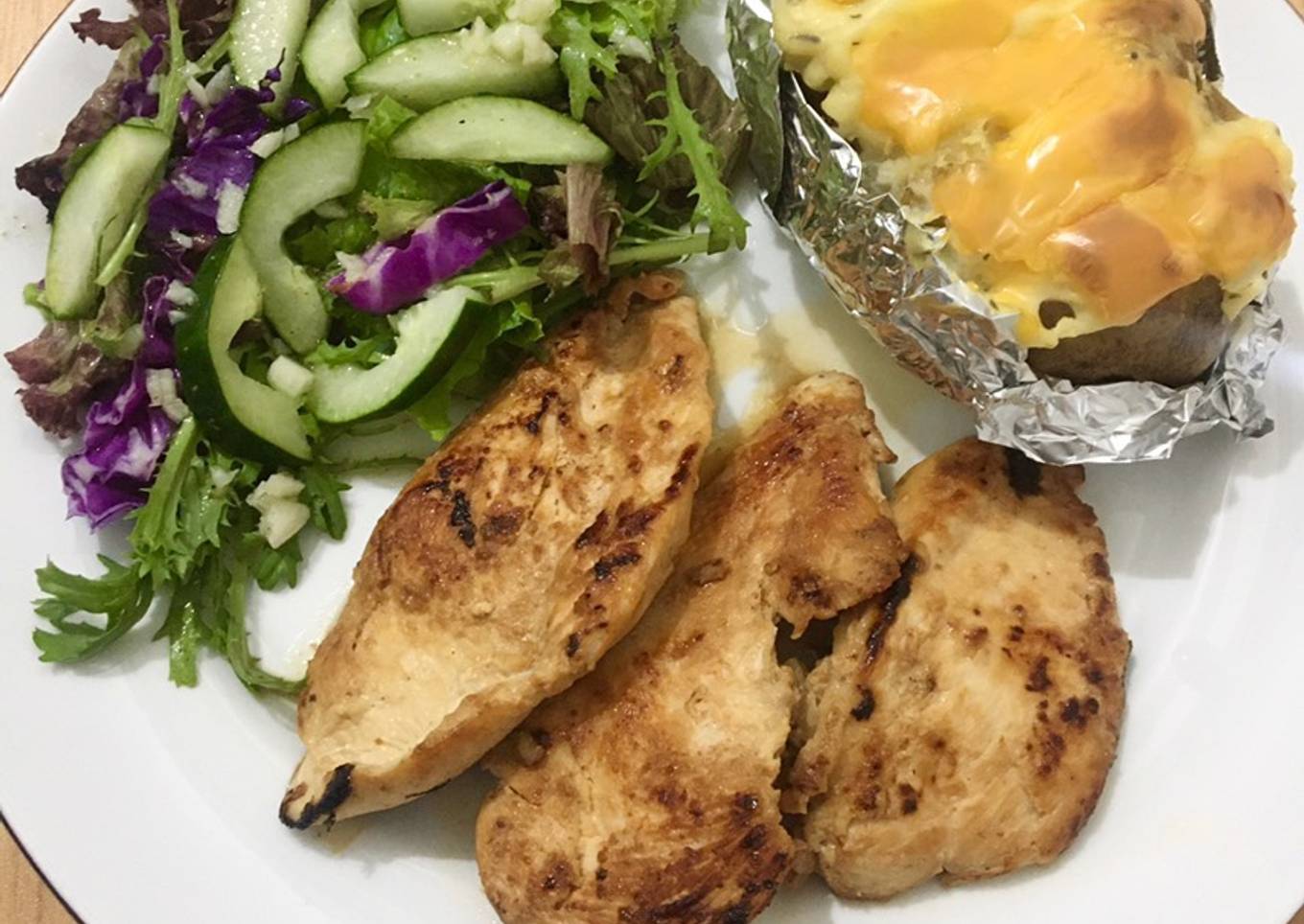 Baked potato with grill chicken