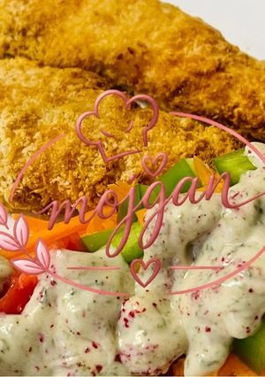 عکسی از دستور فیله سوخاری بدون روغن با سبزیجات و سس ماست