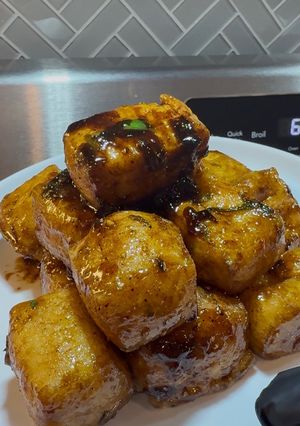 Hình của món Tàu Hủ Bọng Sốt Tiêu Đen.