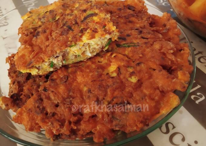 Omelet (Telur Dadar) Berenda Wortel Daging Sapi