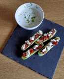 Cetrioli farciti "alla greca" con feta, olive & pomodorini secchi