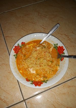 Foto resep Mie kuah kental pedas.