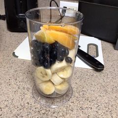 A picture of Blueberry Peach Banana Smoothie 🍌🫐🍑.
