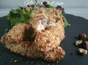 Une photo de Blanc de poulet à la panure de noisettes/parmesan
