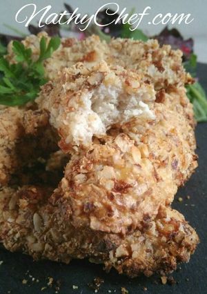 Une photo de Blanc de poulet à la panure de noisettes/parmesan