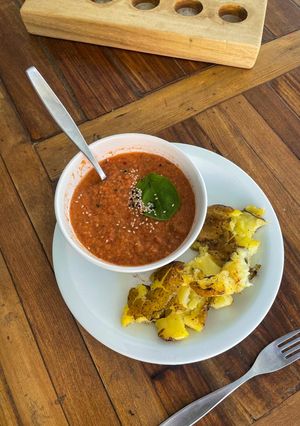 Una foto de Gazpacho vegano
