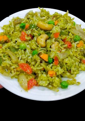 A picture of Leftover Coriander Rice /Pulao.