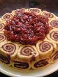 Torta con salsa de frutillas al Oporto