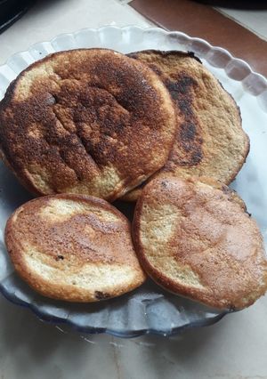 Una foto de Pancakes soufflé con harina integral, quedan súper ricos 🤗