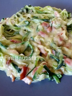 Una foto de Tallarines de calabacín a la carbonara